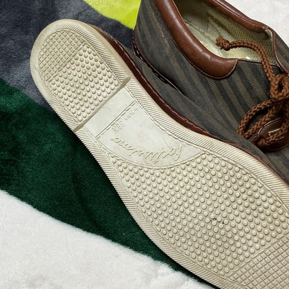 Fendi Brown and Gray Striped Boat Shoes - Picture 9 of 11